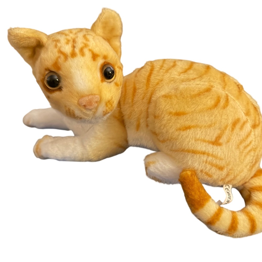 Orange Tabby Cat Plush Toy Small Orange Realistic Eyes New